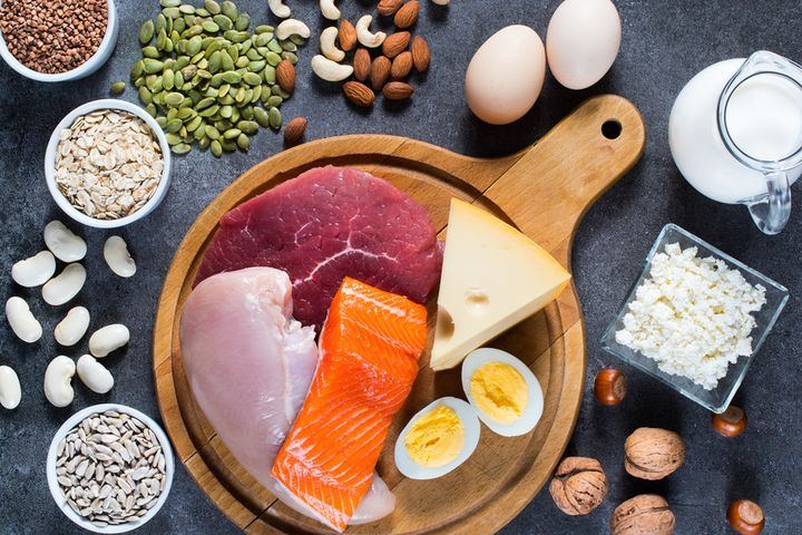 Fish, eggs, meat and legumes
